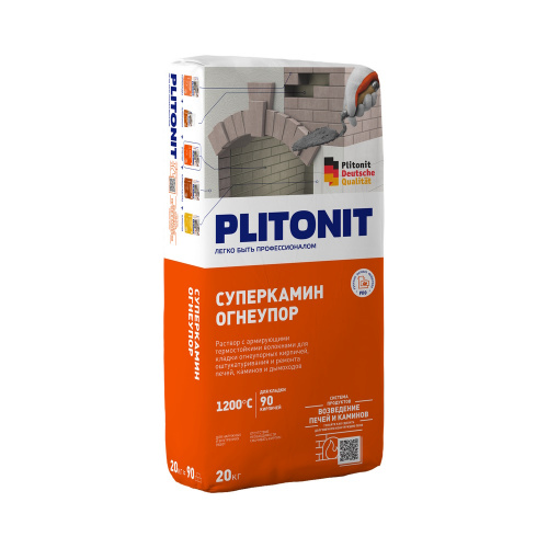 Плитонит ОгнеУпор раствор кладочный универсальный термостойкий 20 кг