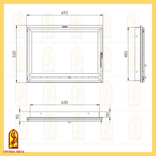 Дверца каминная ДК 700 1С Оптима