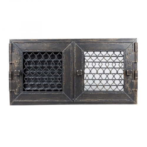 Вентиляционная решетка Kratki Ретро графитовая распашная 17