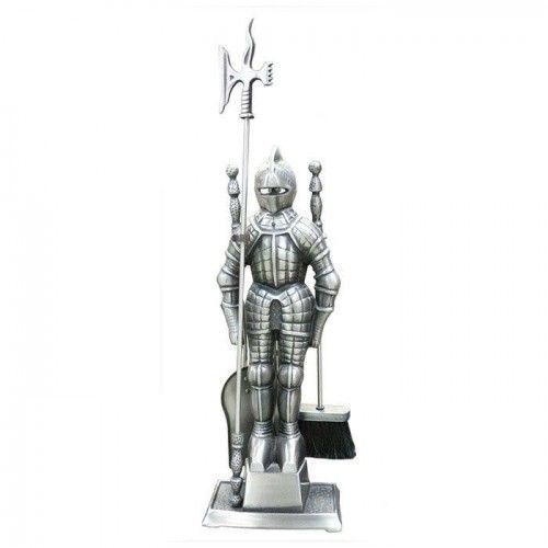 Набор каминный LK D50011AS Рыцарь серебро (4 предмета, 79 см, на подставке)