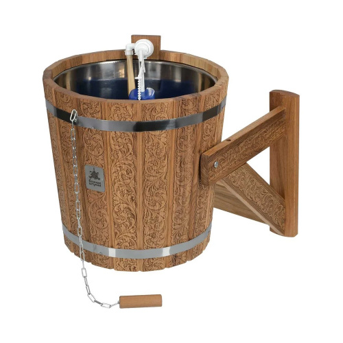 Обливное 20л с нерж.вставкой дуб "Цветочный орнамент" Банные штучки.